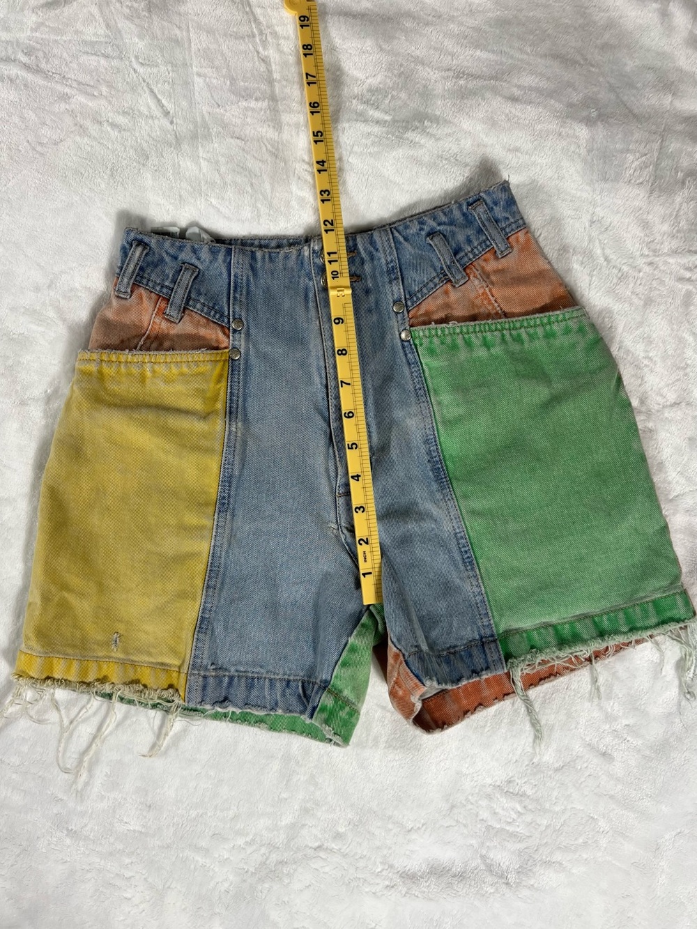 Vintage Nuovo County Seat Patchwork Denim Cutoff Shorts - Picture 11 of 13